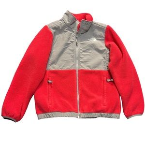The North Face girl’s coral and gray fleece jacket size XL 14-16